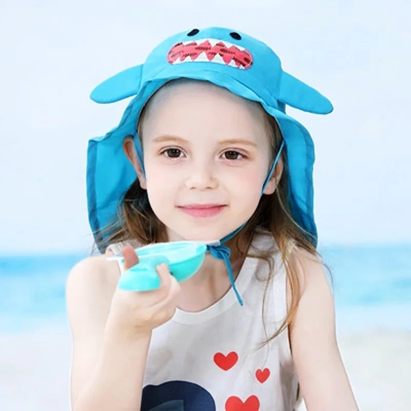 Sun Hat Children Summer Beach With Neck Flap UV Protection String Animal  Swimming Accessory For Boy Girl Outdoor - AliExpress