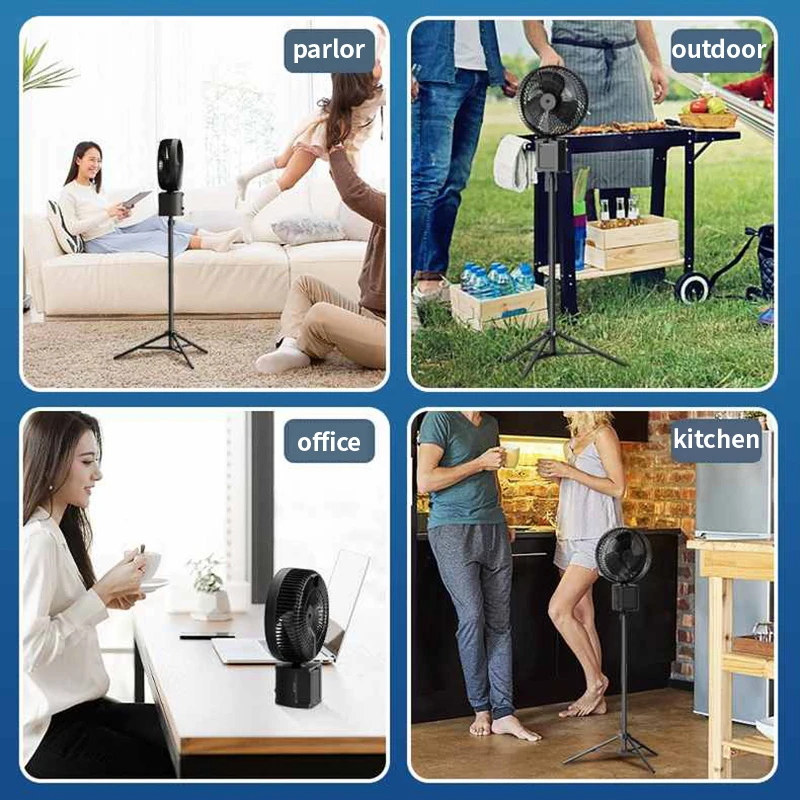 Opolar 2-in-1 Stand and Table Fan Auto Oscillation with 2 Rechargeable Batteries 20000mAh,Remote,Retractable and Removable Stand 6