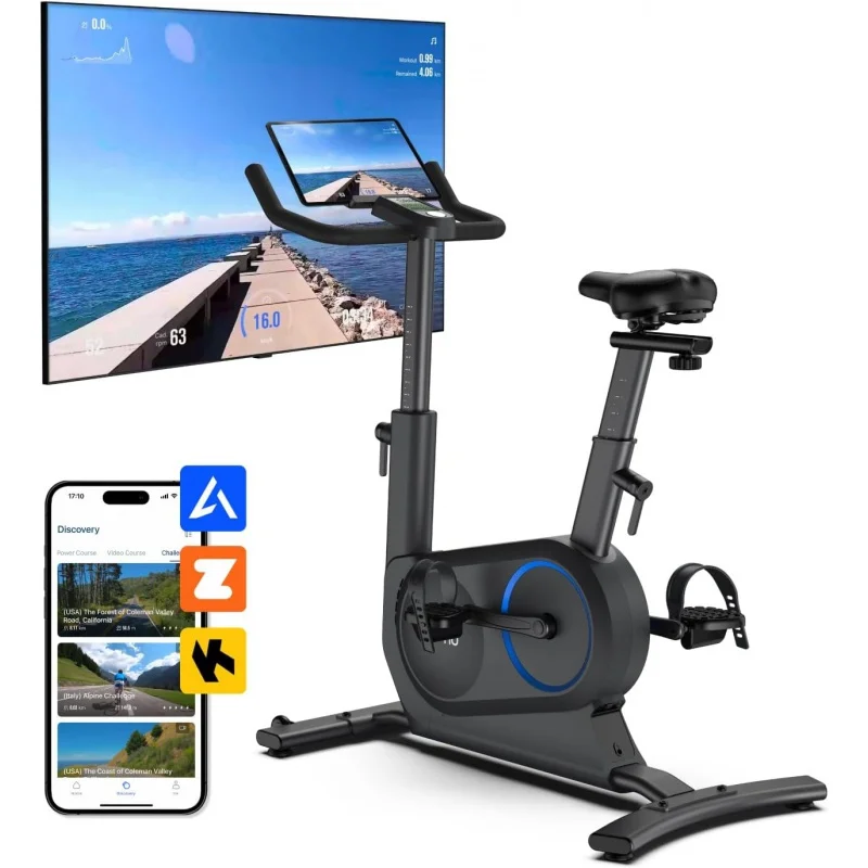 

RENPHO Exercise Bike, AI Smart Stationary Bike for Home, Spin Bike with 24-Level Magnetic Resistance, Bluetooth and App Connecti