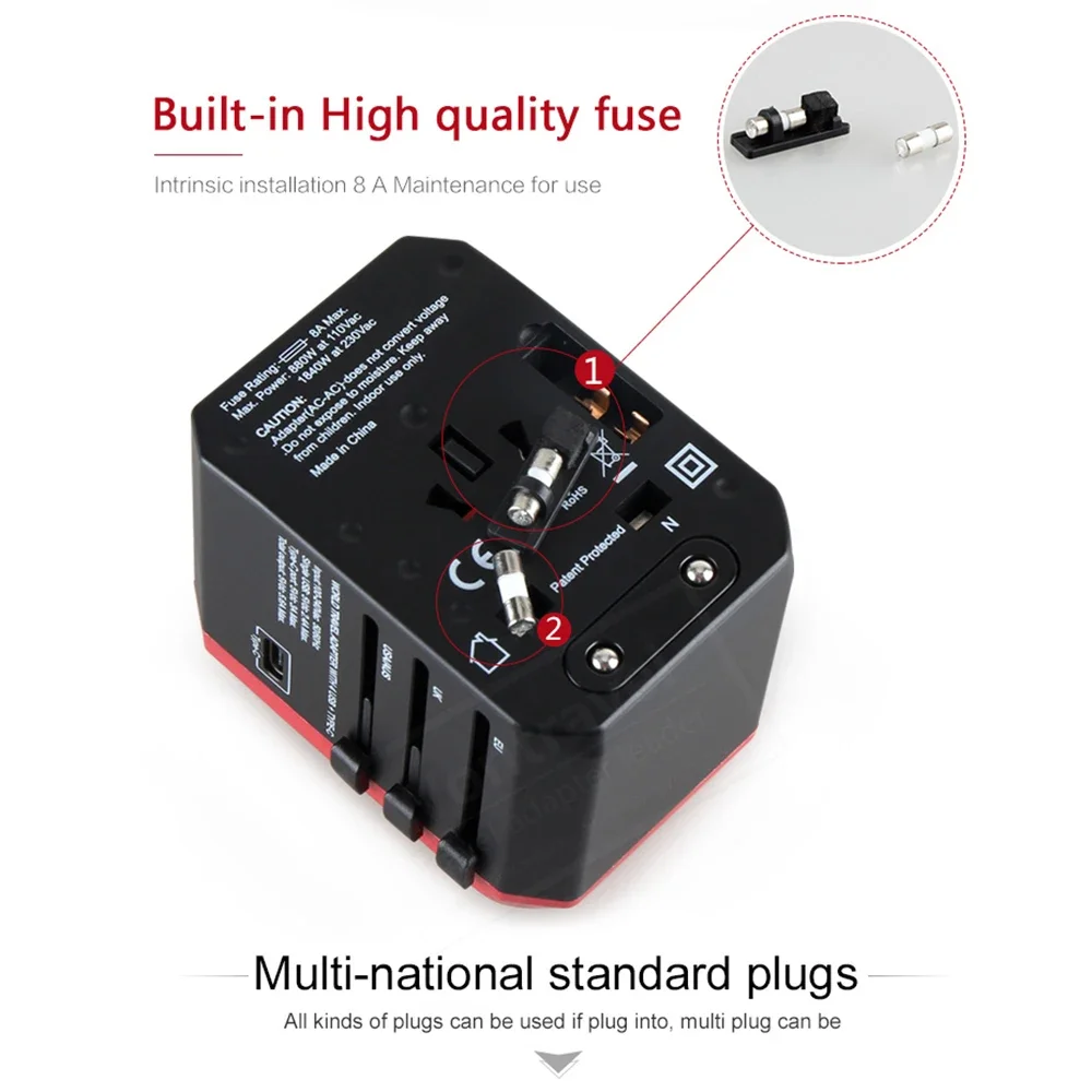 Travel Smart Adapter - International Plug USB Type C Charger for iPhone iPad Android US EU UK AU