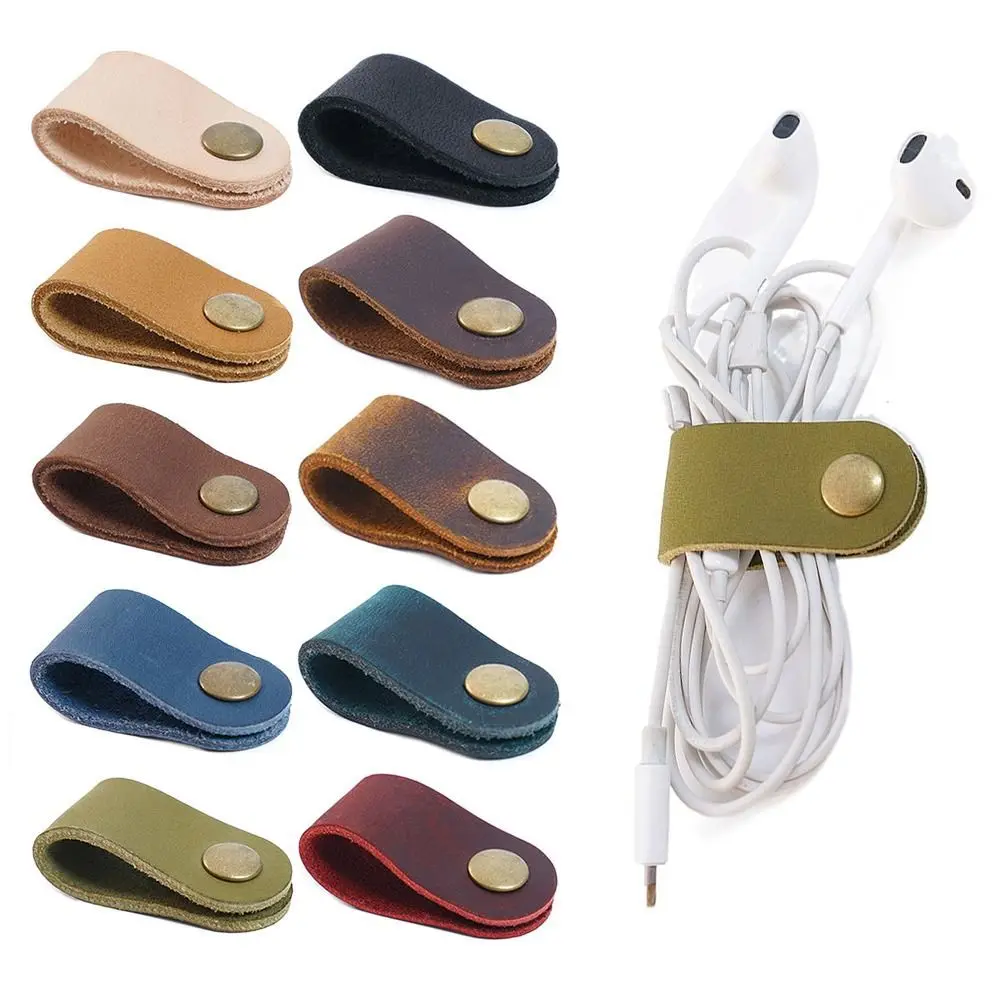 Leather Cable Winder Earphone Accessories Cord Organizer