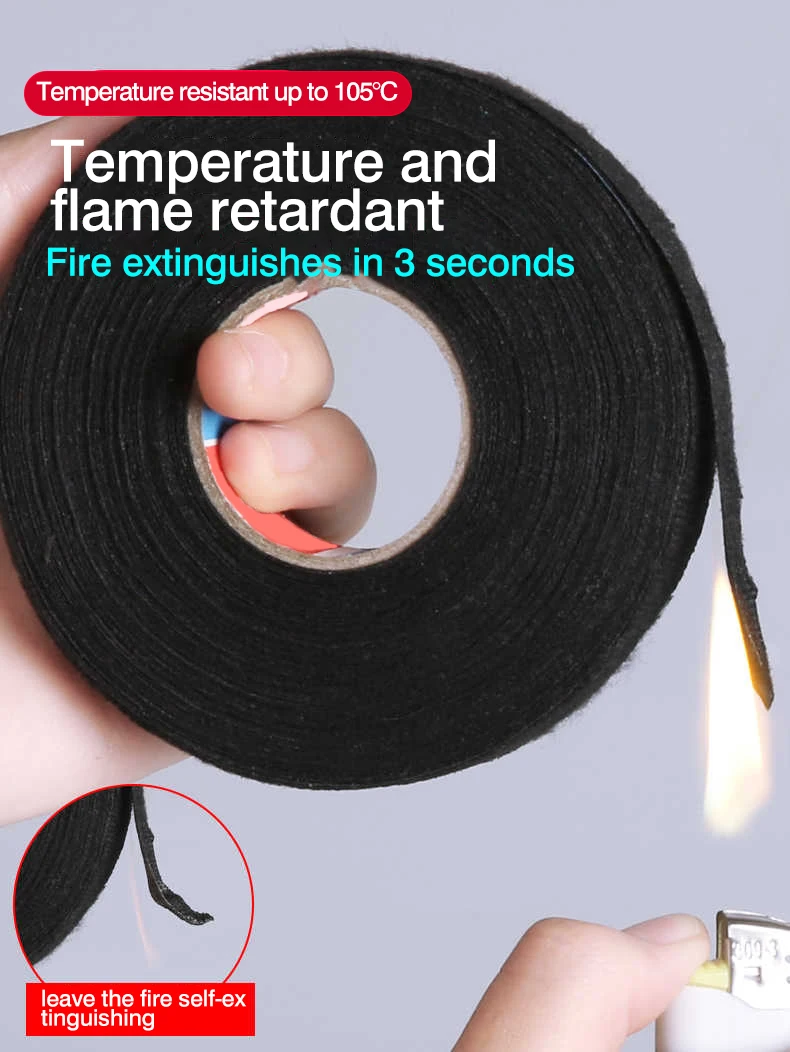 Description Picture 4 of item15meters Electrical Tape Heat-resistant Adhesive Cloth Tape For Cable Car Harness Wiring Loom Width 9/15/19/25/32MM Dropshipping