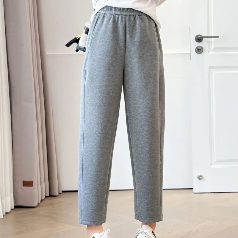 XXXXXL Fashion Plus Size Women's Harem Pants Autumn New Style Simple And Casual Solid Color Elastic Waist Ankle-Length Bottoms