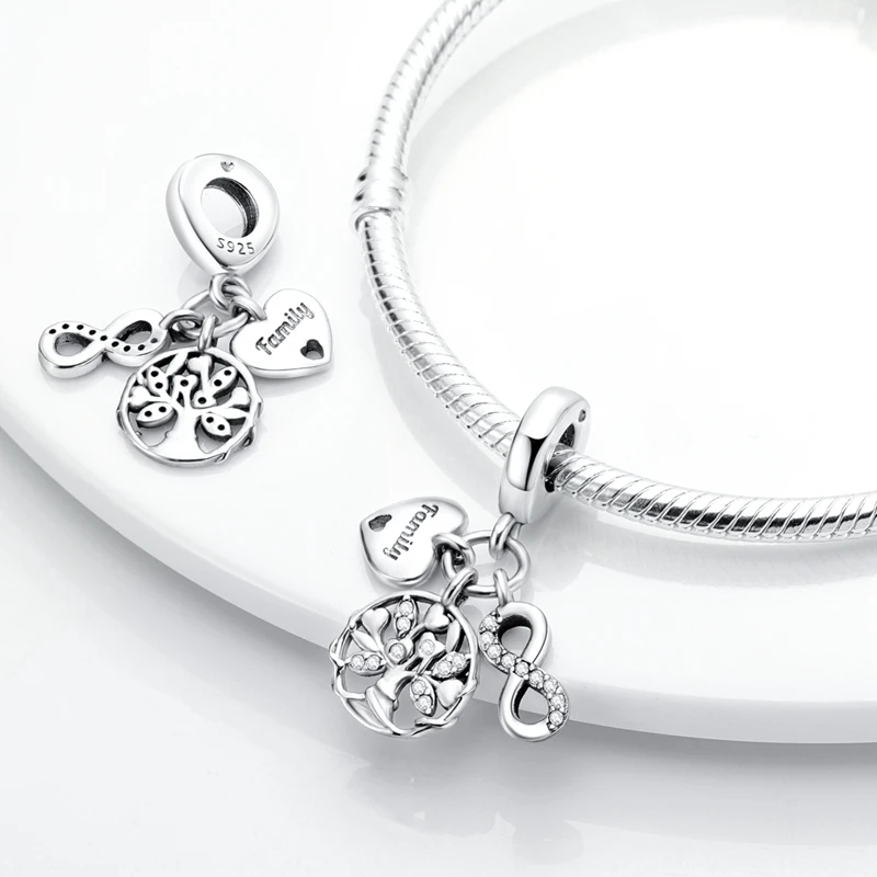 Original 925 Sterling Silver Charm Beads Clover Sunflower Tulip Carnation Pendant For Women Jewelry Fashion Gift 5