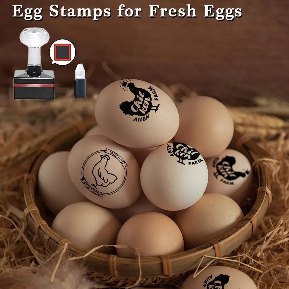 Etichette Personalizzate Per Uova Fresche Di Pollo Stamp- Egg Carton Coop Self Box Stamp Farm Labels Just Stamp Coop Ink Laid Date Chicken K4Y4