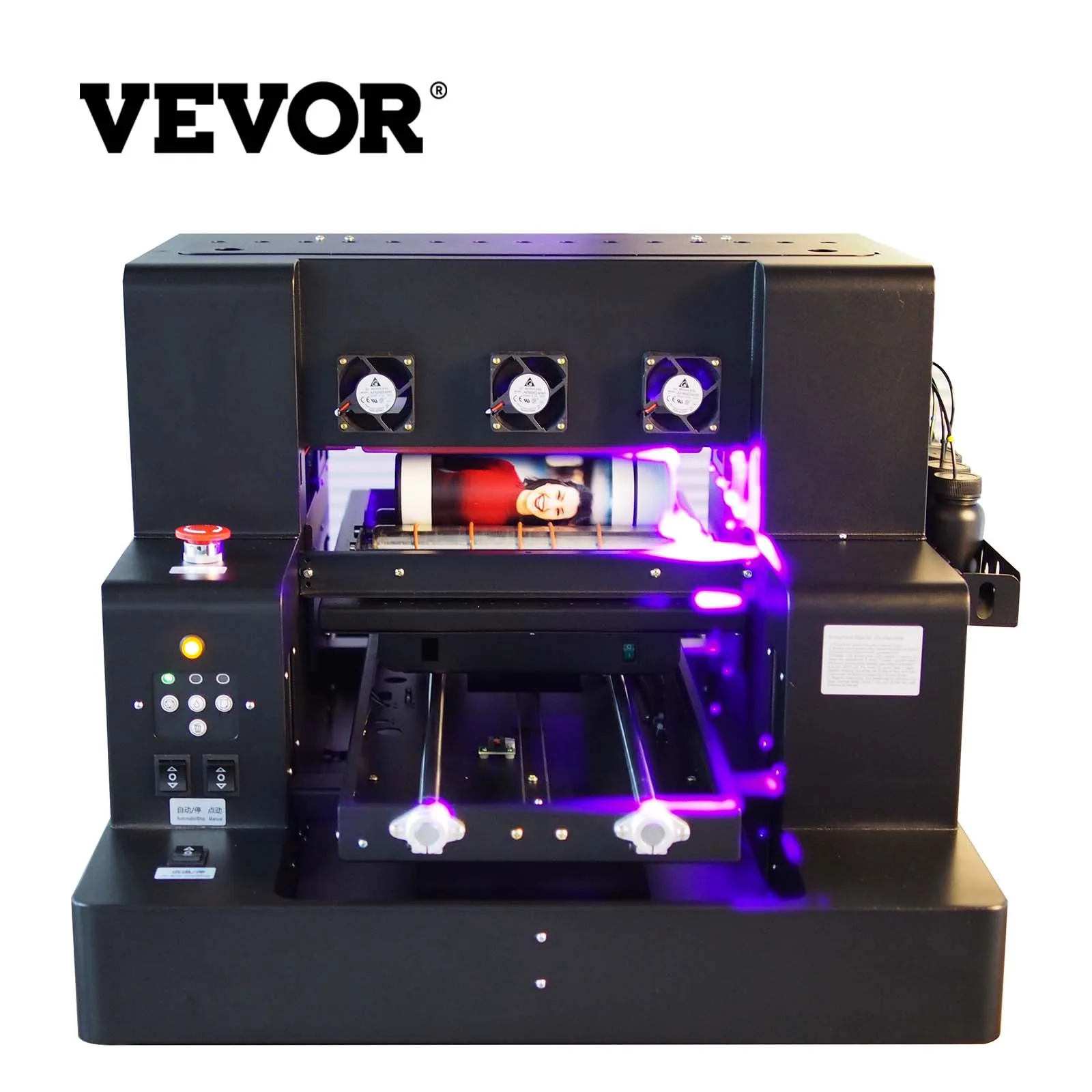 

УФ планшетный принтер VEVOR A3 L805, УФ планшетный автоматический принтер для бутылок, 6 цветов для кружек, футболок, бутылок, стекла, деревянной печати