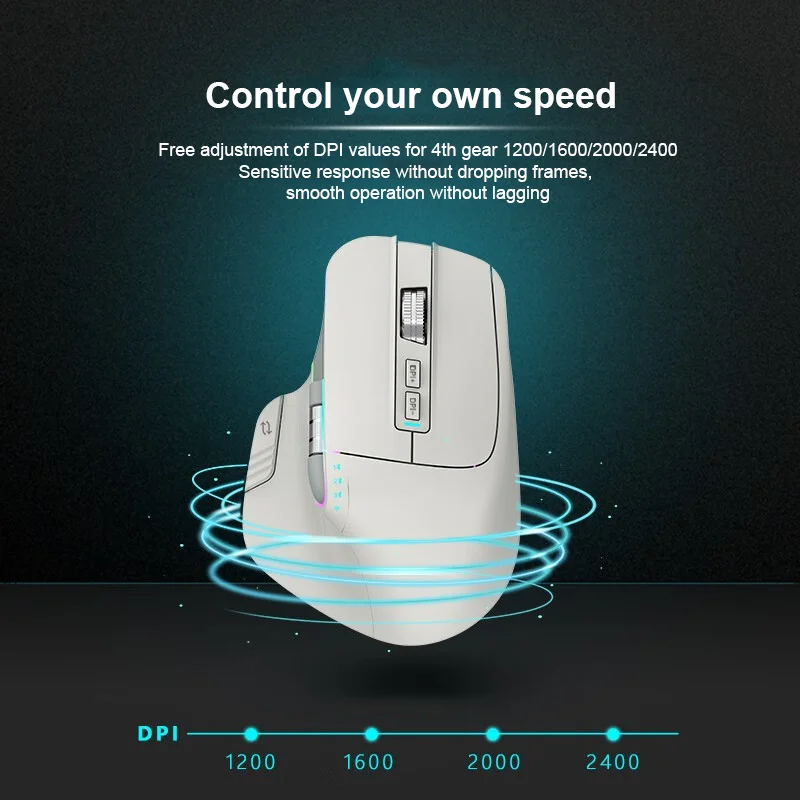 Mouse Gaming Wireless NPHIC Tri-Mode - 10.000 DPI, RGB, Ricaricabile, Per PC E Laptop