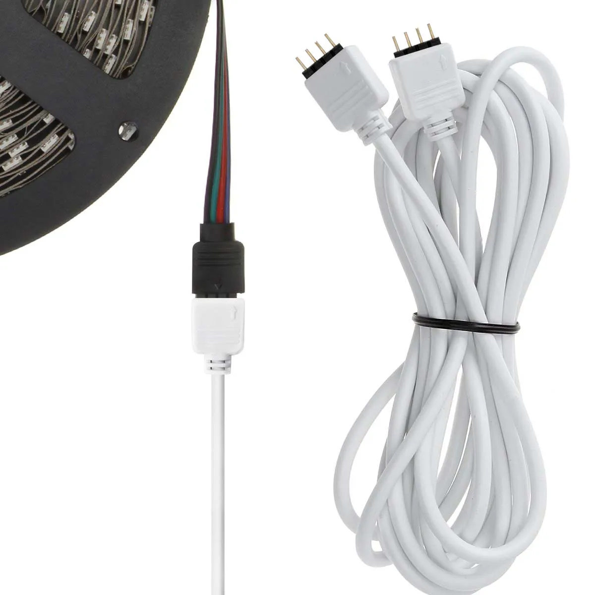 

4PIN 5PIN Extension Cable 0.3m 1m 2m 3m 5m 10m White Black LED Connect Wire Connectors For 2835 5050 RGB RGBW LED Strip Light