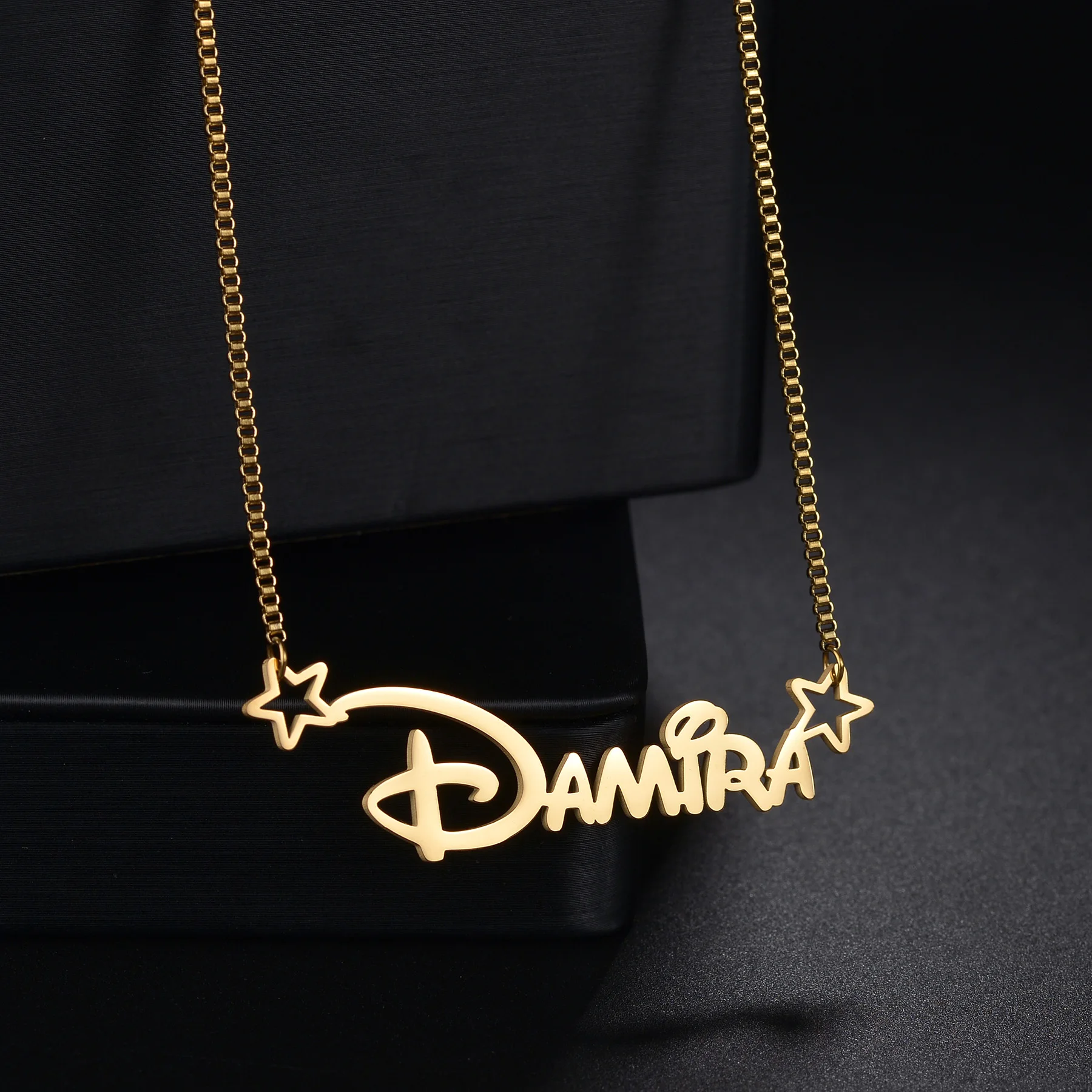 

Personalized Custom Name Letter Necklace for Men Women Stainless Steel Tiny Star Box Chain Necklaces Birthday Party Jewelry Gift