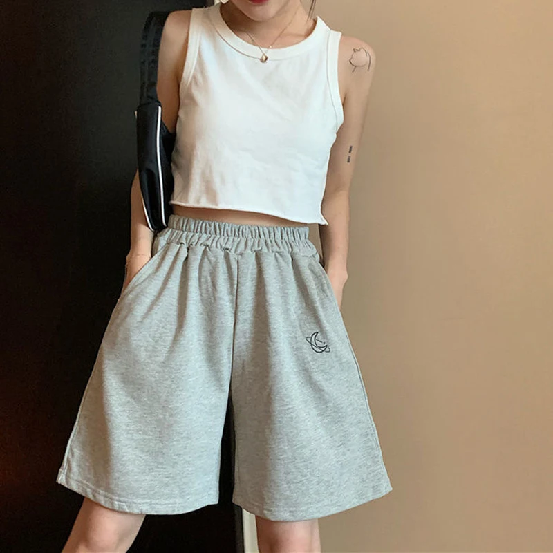 2022 Fashion Woman Clothes Shorts Loose Pockets High Waist Shorts Casual Summer Breathable Shorts Student Women's Clothing bike shorts