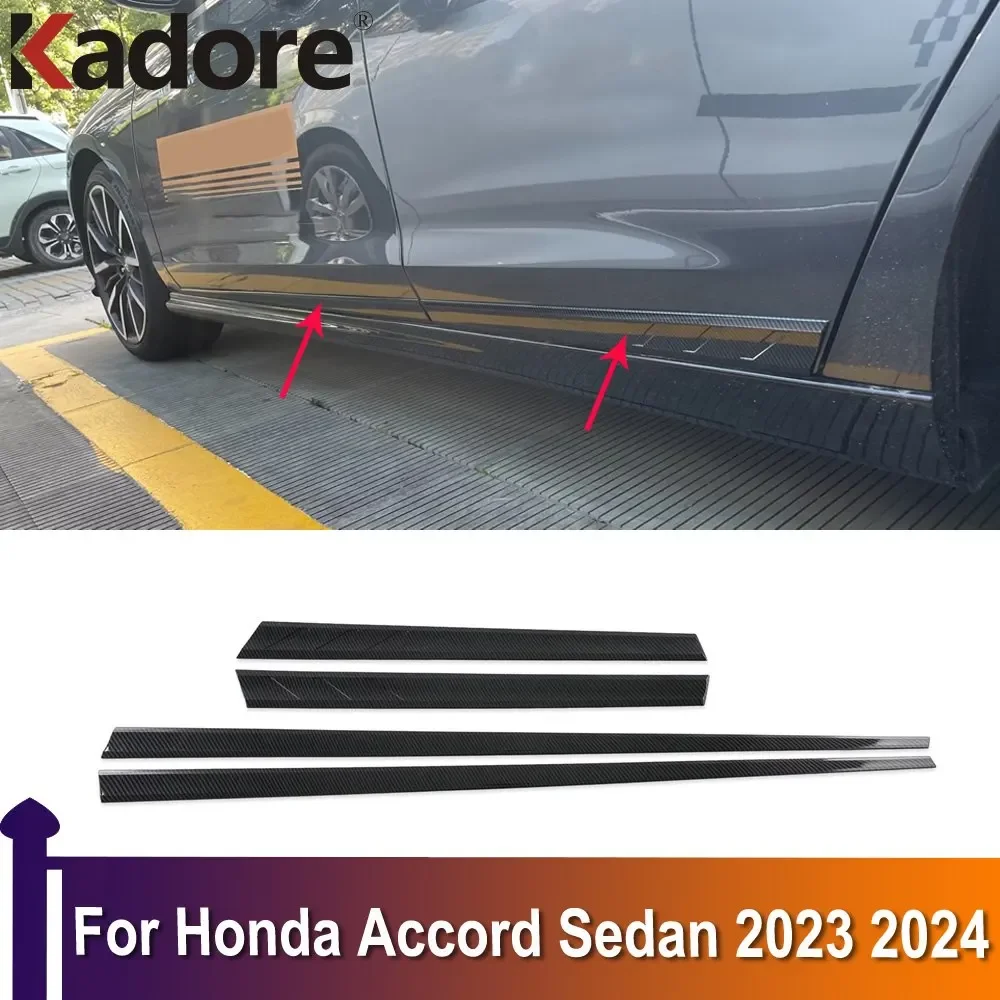 For Honda Accord Sedan 2023 2024 Carbon Fiber Side Door Body Molding Line Cover Trim Car Protector Exterior Accessories