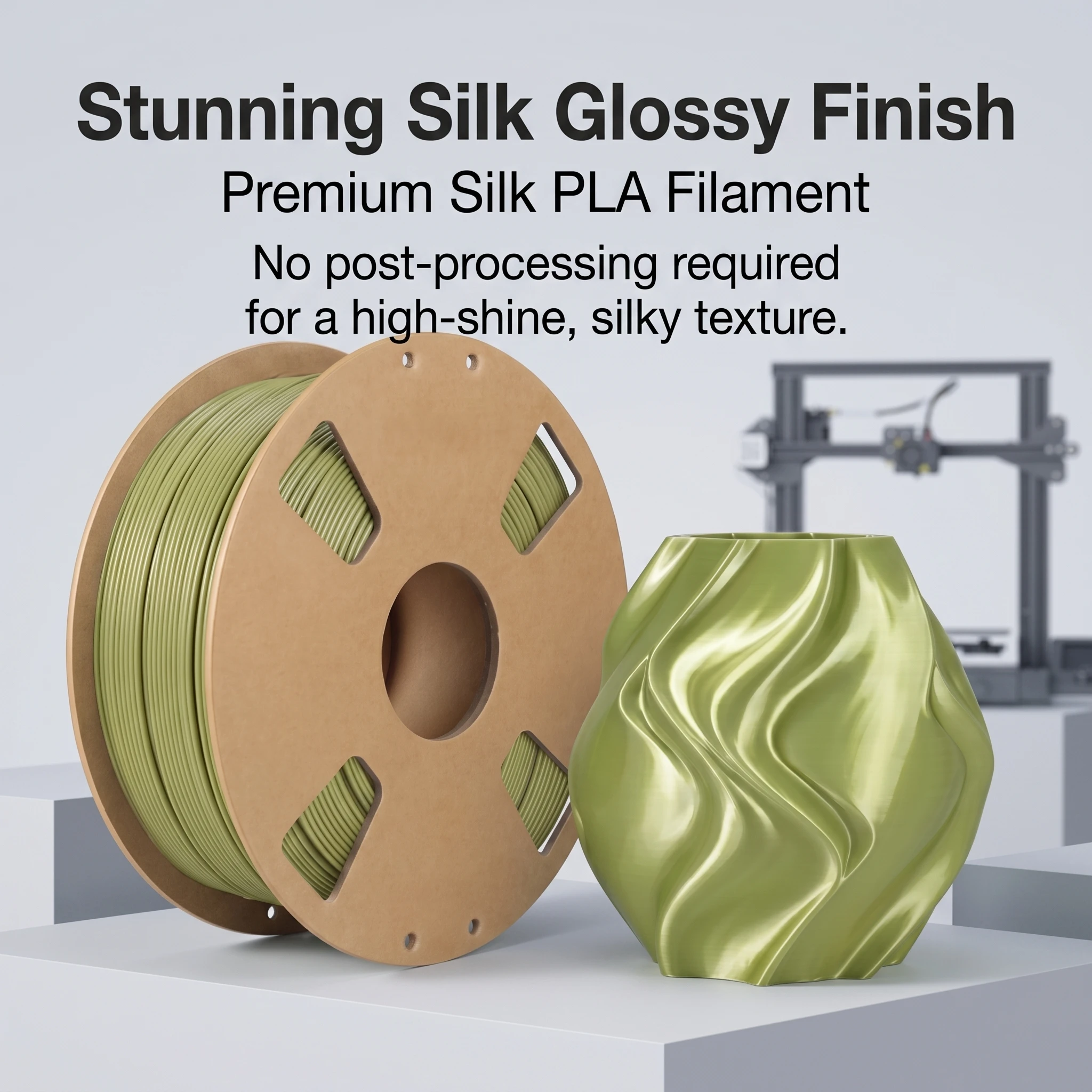 실크 글로스 PLA 3D 필라멘트, 1.75mm, 200g/250g/500g/1kg, 브론즈 색상, 대부분의 3D 프린터와 호환 가능