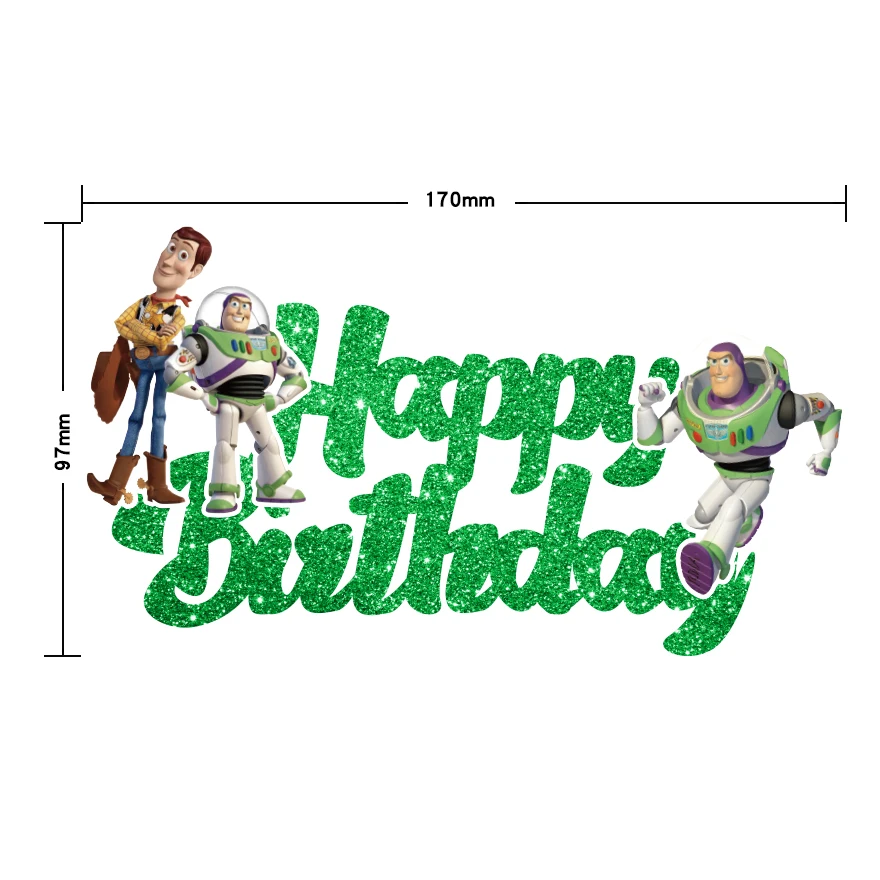 Disney Toy Story Glitter Cake Topper ​Buzz Lightyear Happy Birthday Decors cake topper cake decoration for Kids Birthday Party Baby Shower Decorations