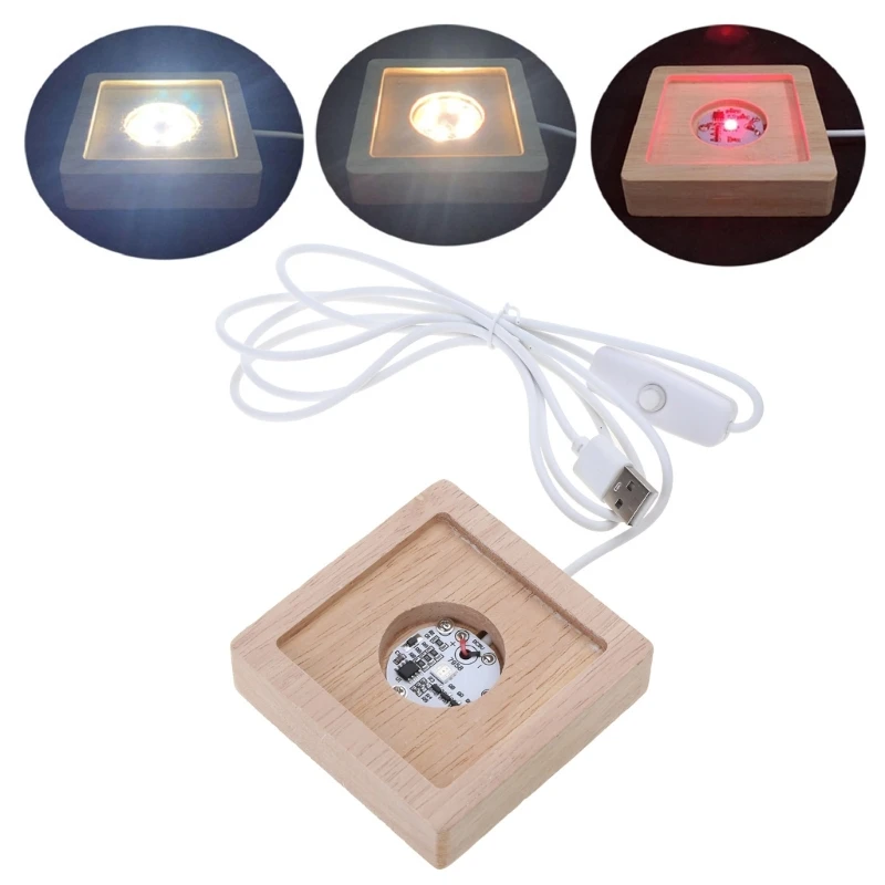 

LED Lights Display Base Wooden Lighted Base Stand for La-ser Crystal Glass Art