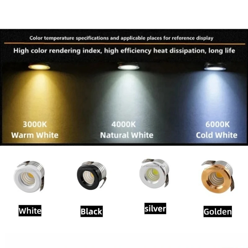 Dimmable mini embedded ceiling LED downlight 3W small spotlight COB downlight 110V-220V family cabinet light living room Hotel