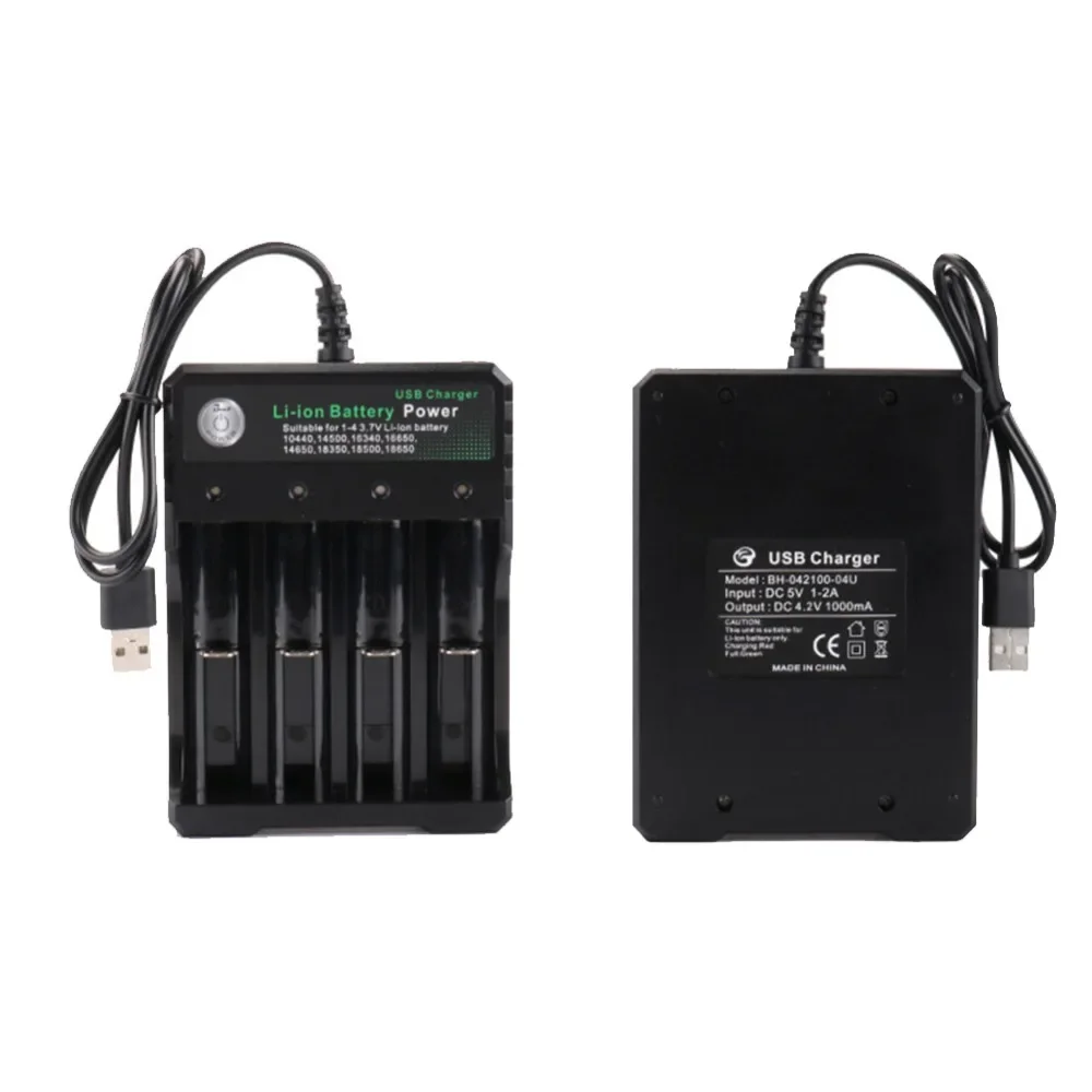 Caricabatterie USB a 2/4 Slot per Batterie 18650, 3.7V Ricaricabili al Litio, 110V/220V, Compatibile con 14500 16340 16650 14650 18350 18500 - immagine 5