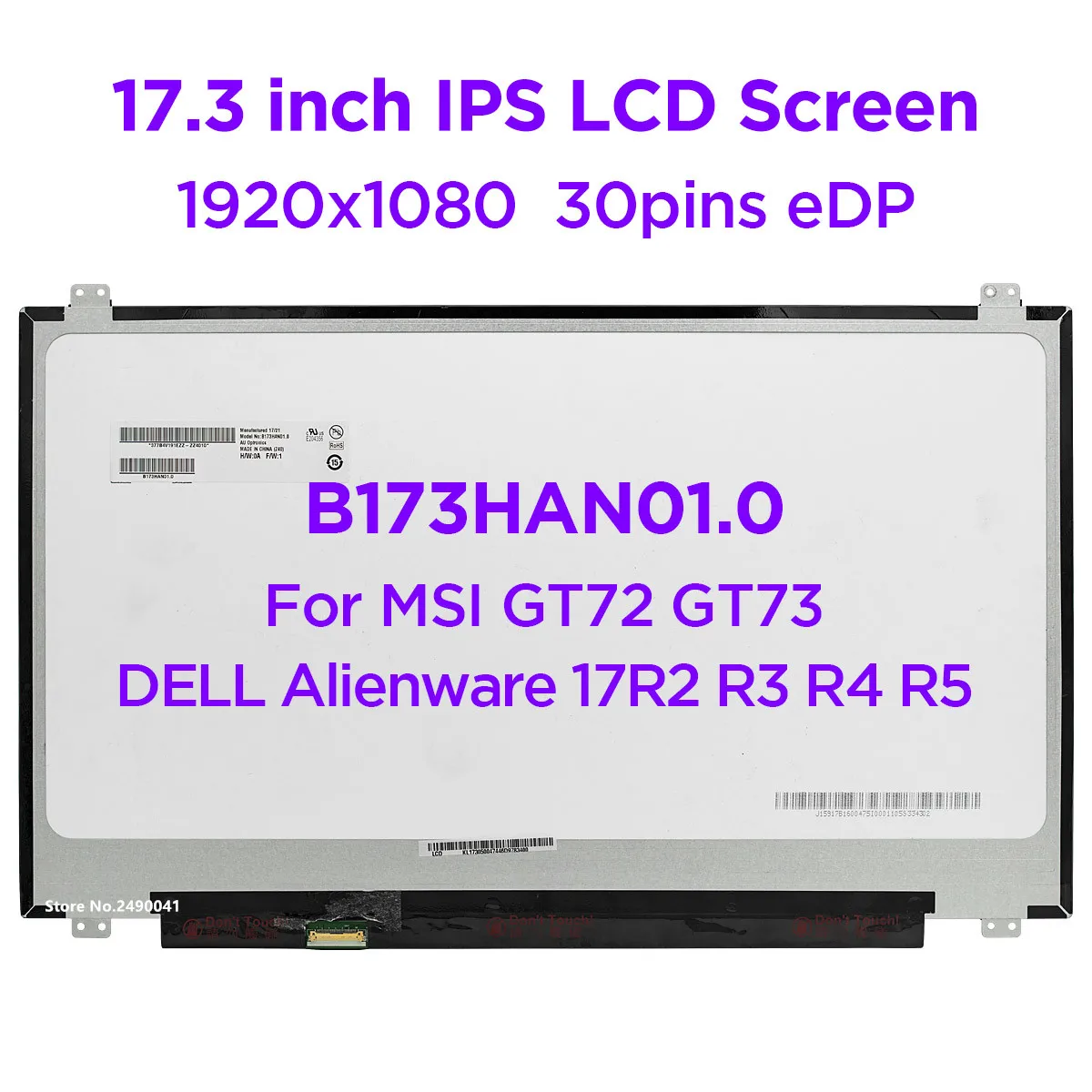 

17.3" IPS Laptop LCD Screen B173HAN01.0 Fit LP173WF4-SPF1 SPF2 SPF3 SPF4 SPF5 for DELL Alienware 17R2 R3 R4 R5 MSI GT72 GT73