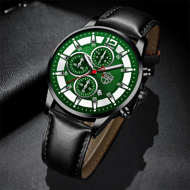 Fashion Brand Mens Leather Analog Watches Luxury Sports Calendar Date Quartz Watch For Male Business Luminous Casual Clock mens fashion brand watches for men black sports stainless steel quartz wristwatch man date analog leather watch luminous clock