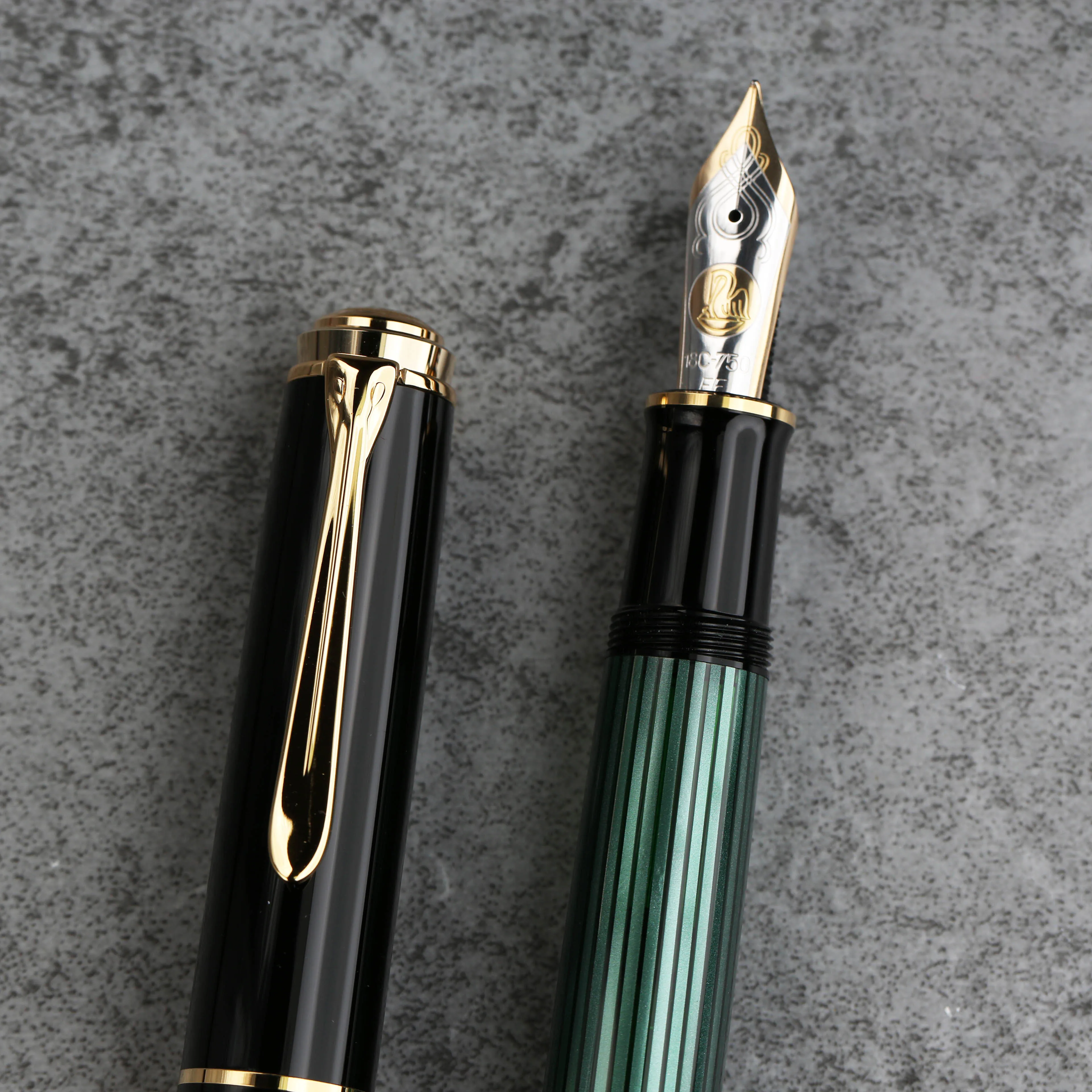 Deutsch Original Pelikan M1000 18 Karat Gold Feder Füll federhalter schwarz grün Streifen blau Streifen Kaiser Serie Soveran Geschäfts geschenk