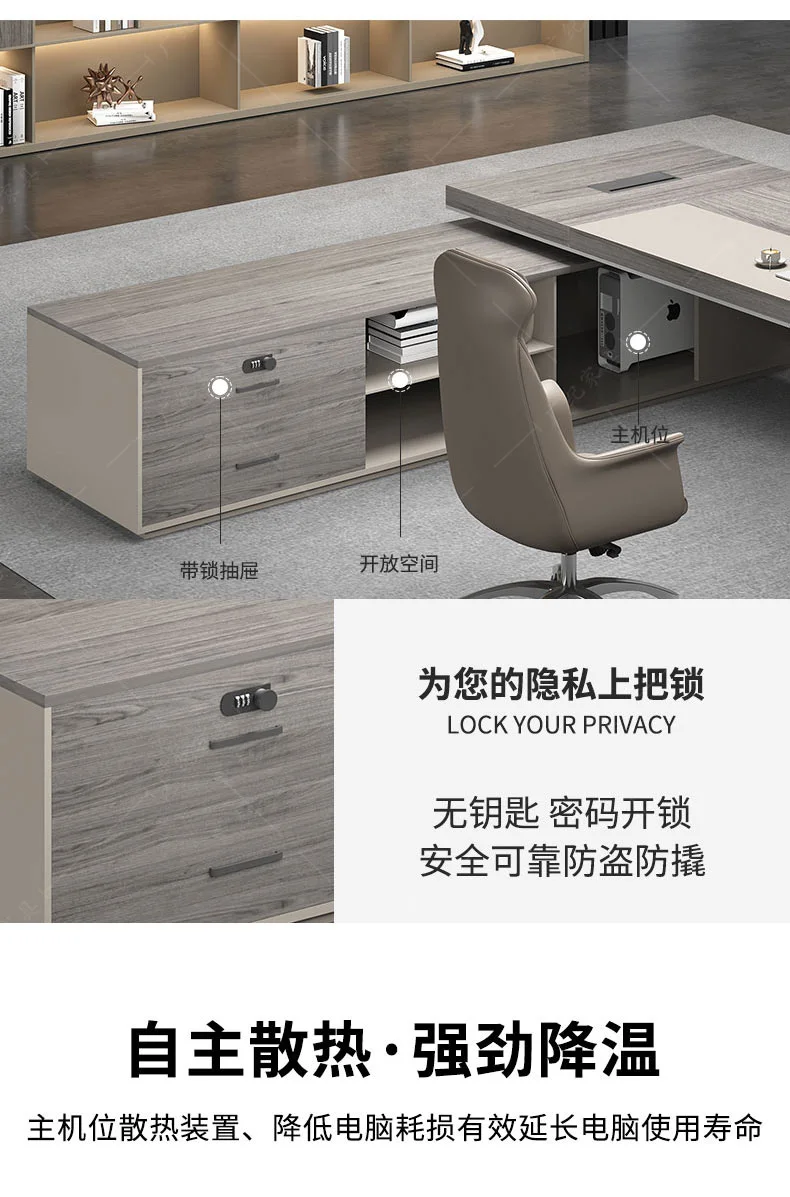 Description Picture 5 of itemLuxury Desktop Office Desks Drawers Writing Reception Standing Office Desks Workstation Scrivania Pieghevole Office Furniture