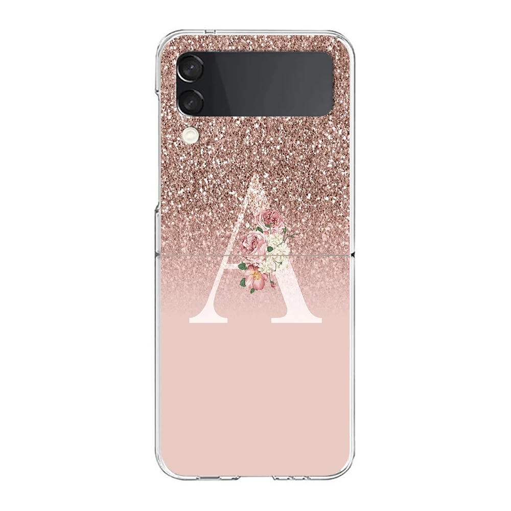 Pink Flower Letters Hard Folding Phone Case Cover - Elegant Floral Design