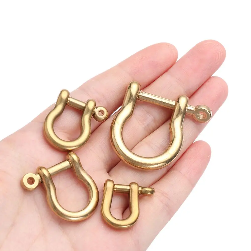 

High Quality Brass Screw Joint Connector Buckles Key Ring Keychain Hook D Bow Staples Solid Brass Carabiner