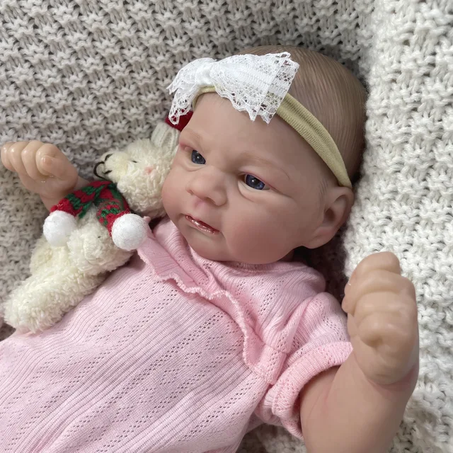 17Inch Painted Reborn Baby Doll Elijah Lifelike Newborn Doll Handmade Painted Hair 3D Skin Tone Visible Veins Gift For Girls 4
