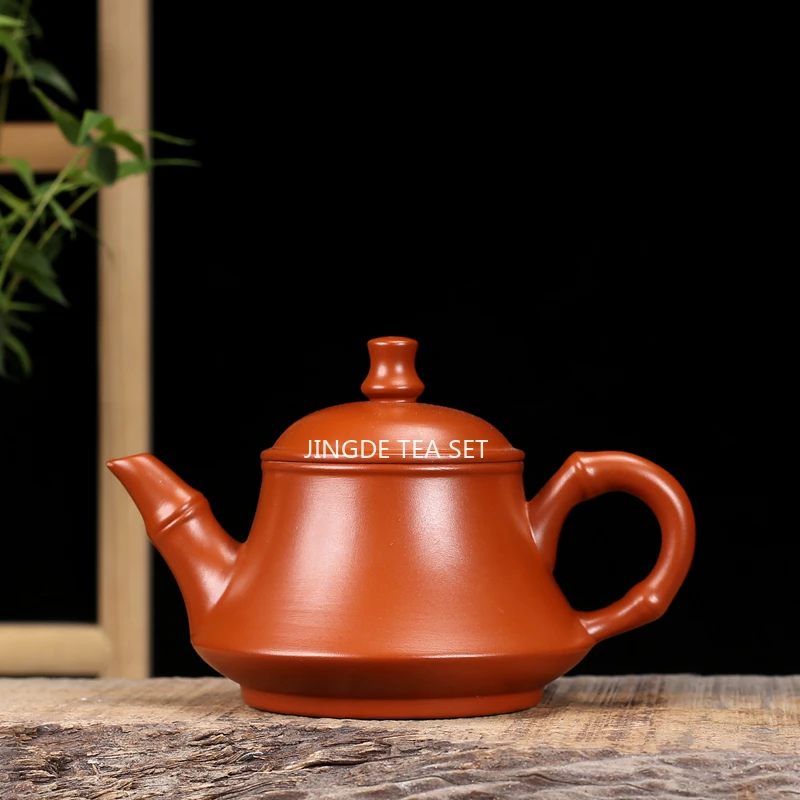 Purple Clay Teapot, Chaozhou Brewing Teapot, PUER Kung Fu Tea Set, Bamboo Knot Teapot, Semi Handmade Vermilion Clay Teapot 150ml