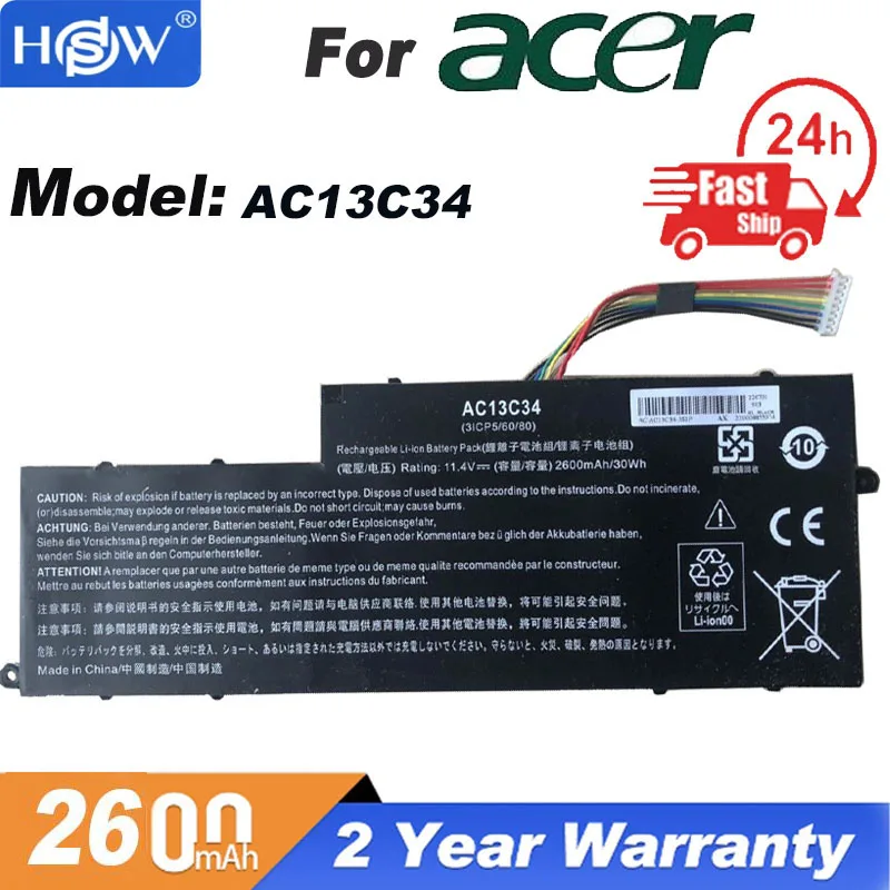 

New AC13C34 Laptop Battery For Acer Aspire V5-122P V5-132 E3-111 E3-112 ES1-111M MS237 KT.00303.005