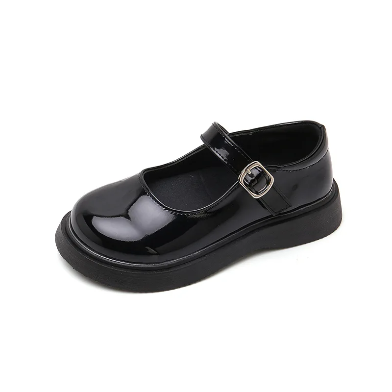 Girls Leather Shoes for School Party Wedding Kids Black White Princess Child's Simple Flats Fashion British Style Mary Janes New 5