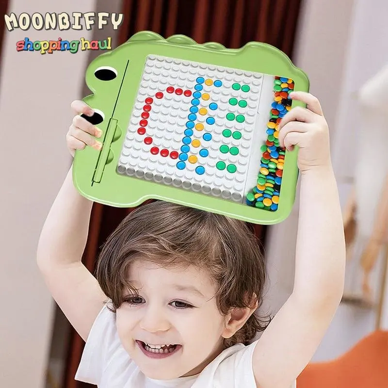 

New Crocodile Magnetic Drawing Board Colorful Magnet Beads Fine Motor Training Jigsaw Game Earlying Educational Leaning Toys
