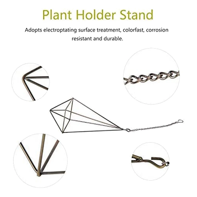 6 Pack Hanging Air Plant Holder Geometric Planter Air Plant Rack Tillandsia Hanger With Chain For Home Decor