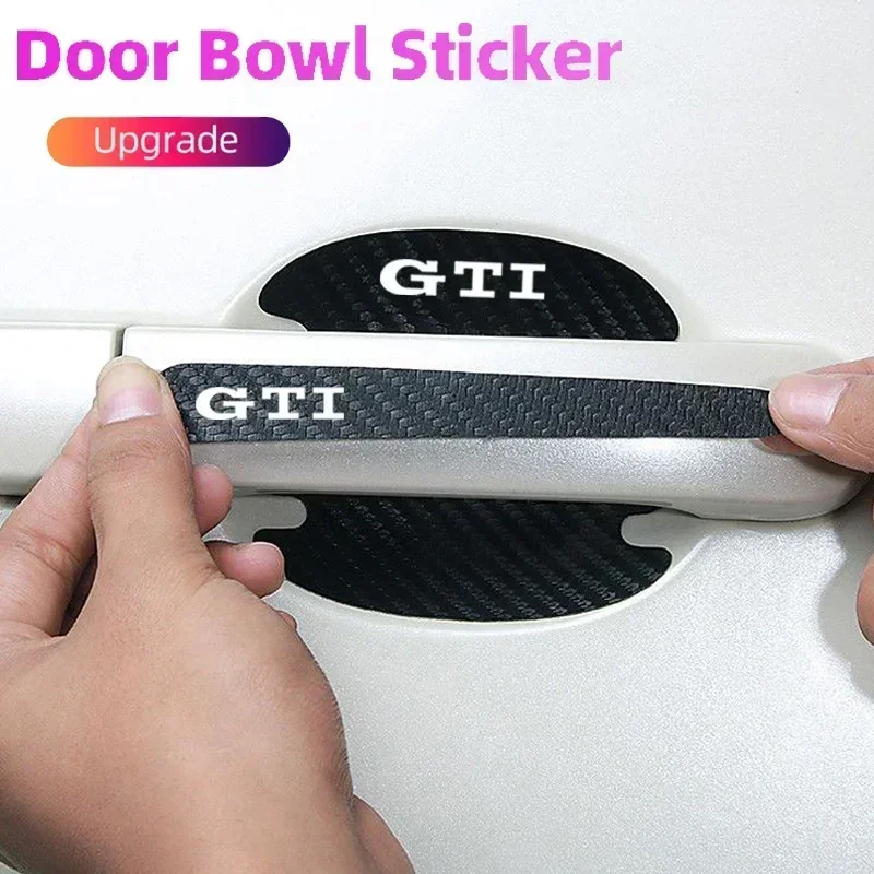폭스바겐 VW GTI 로고 GTD GLI용 카본 파이버 도어 손잡이 보호 필름 스티커, 흠집 방지 범퍼 가드 스트립