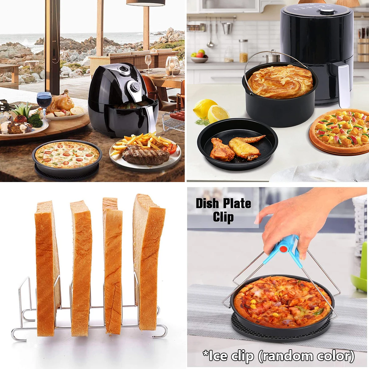10 Pcs Air Fryer Accessories Set Fit All Airfryer 3.7/ 5.8QT Kitchen Oven