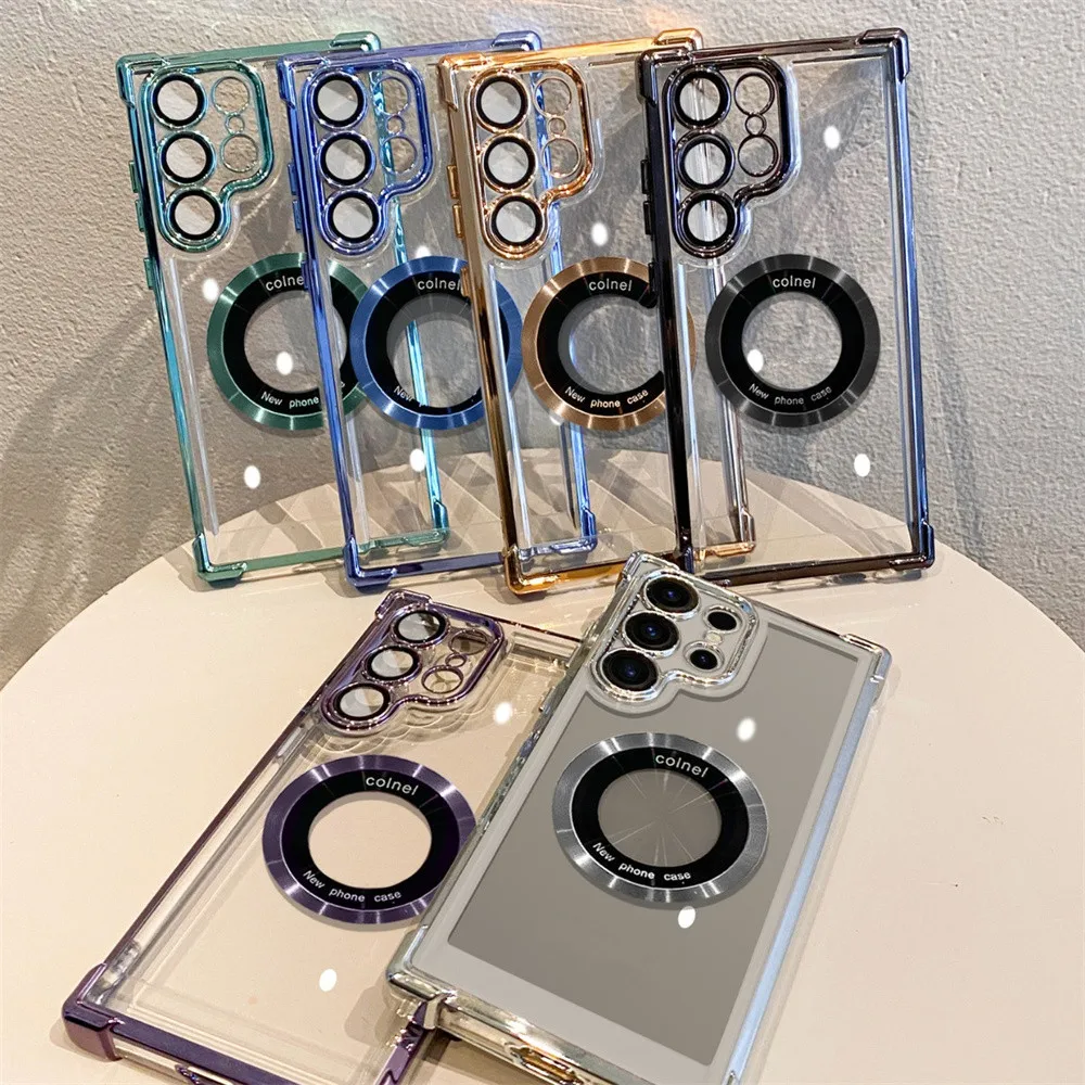 Enhanced Shockproof Clear Magnetic Phone Case with Magsafe Plating