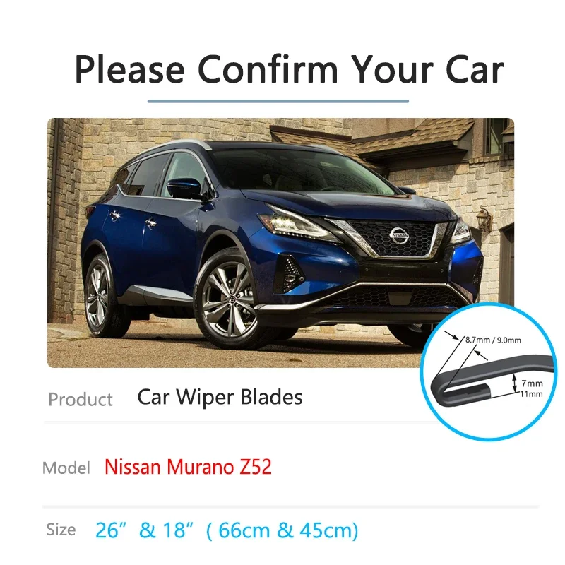 For Nissan Murano Z52 2015 2016 2017 2018 2019 2020 2021 2022 Windshield Windscreen Brushes Accessories Car Front Wiper Blades