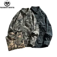 New Men Spring Long Sleeve Camouflage Cargo Casual Lapel Blouses Men High-Quality Design Outdoors Brand Clothing Shirt Male Coat 1