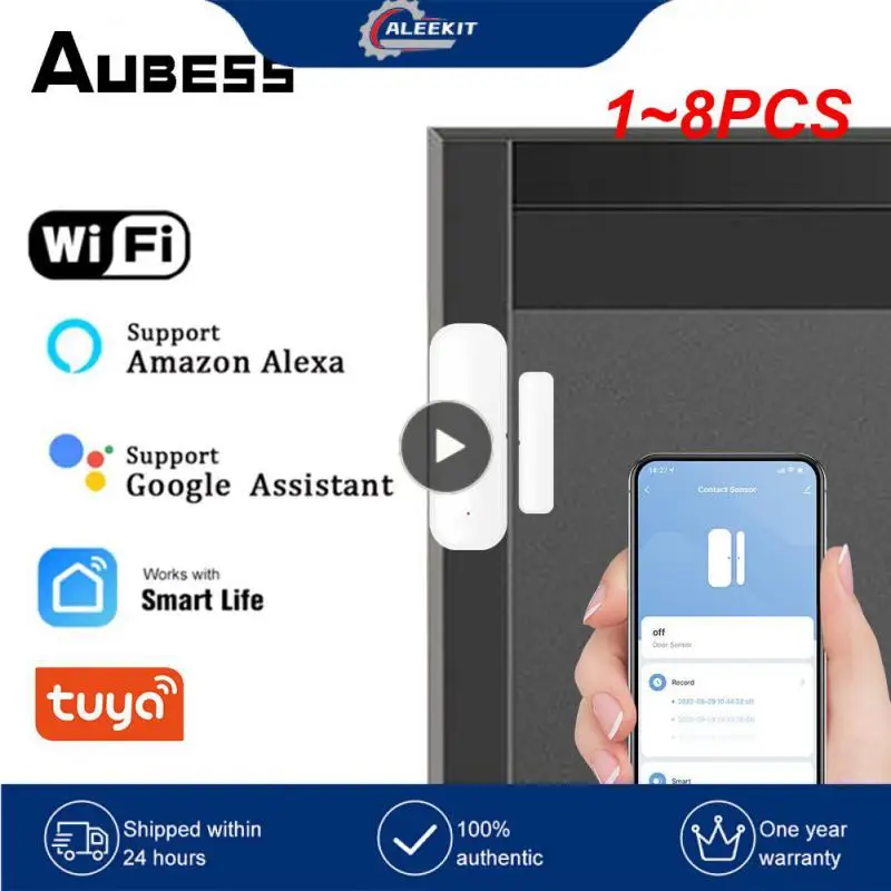 

1~8PCS Tuya WiFi Door Sensor Open/Close Detector Window Door Sensor APP Remote Control Linked Alarm Smartlife Support Alexa