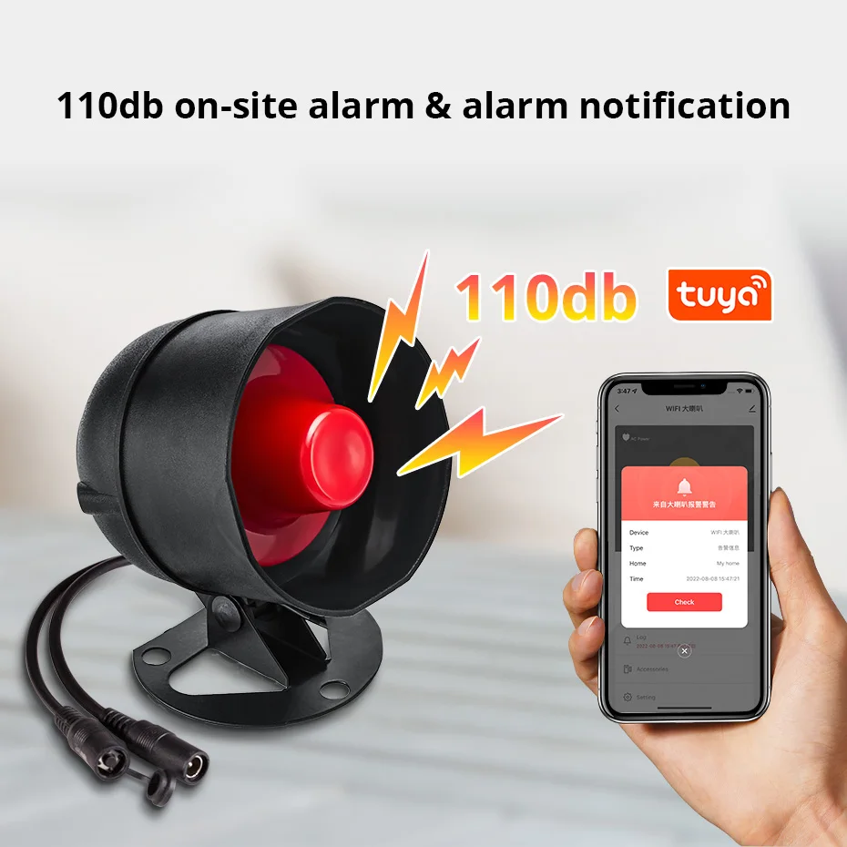 KERUI Tuya Kit de système d'alarme de sécurité WIFI intelligent 110dB sans fil fort sirène intérieure/extérieure klaxon capteur de porte de mouvement anti-cambriolage à domicile 2