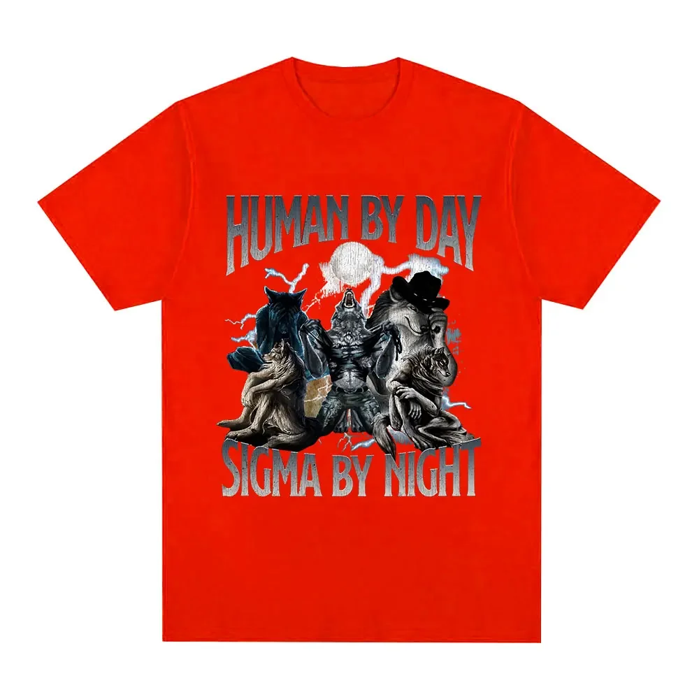 Human By Day, Wolf By Night - Funny Oversized Graphic T-Shirt