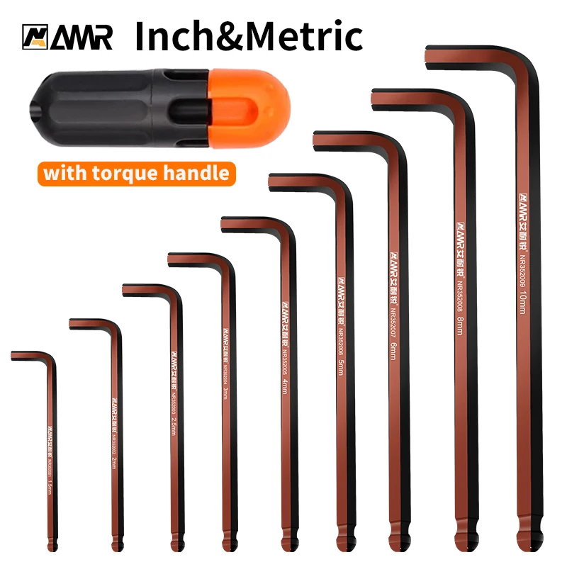 AMRAllenWrenchHexKeyLongArmBallEndHexWrenchInchMetricL