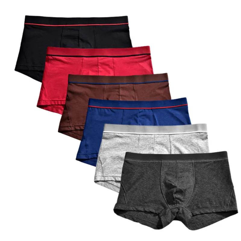6 Pieces Men Big Size U Convex Underwear Boy Boxers Briefs Undies