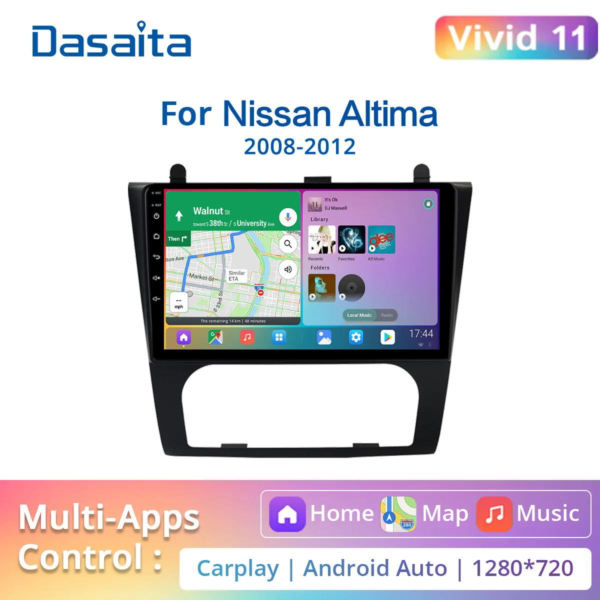 

Dasaita Vivid Nissan Altima 2008 2009 2010 2011 2012 Car Stereo Android GPS Navigation Carplay Auto Multimedia 4G 64