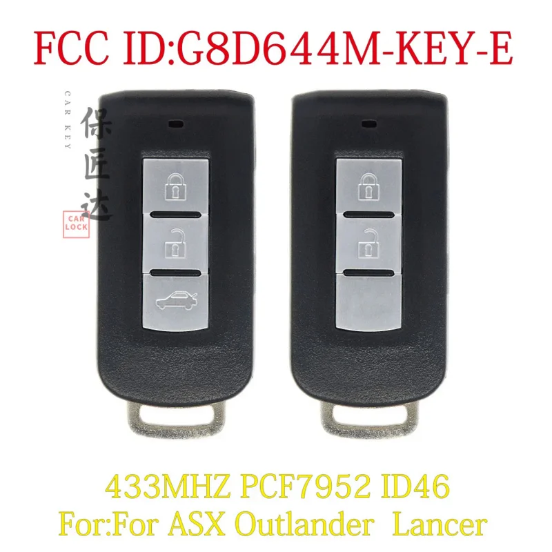 

Умный ключ BaoJiangDa, подходит для Mitsubishi Lancer Outlander ASX G8D-644M-KEY-E, умный дистанционный Автомобильный ключ FSK 433 МГц, чип PCF7952 ID46