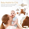 Baby Crib Mobile Rattle Toy Wooden Bed Bell Mobile Hanging Teddy Velvet Bear Doll Toy Newborn Music Box Crib Mobile Bracket Gift 5