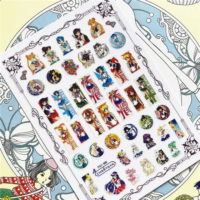 TSC-119 TSC-282 TSC-130  Japanese hot blooded anime 3D Back glue Nail Art Stickers Decals Sliders Nail ornament decoration TSC-166