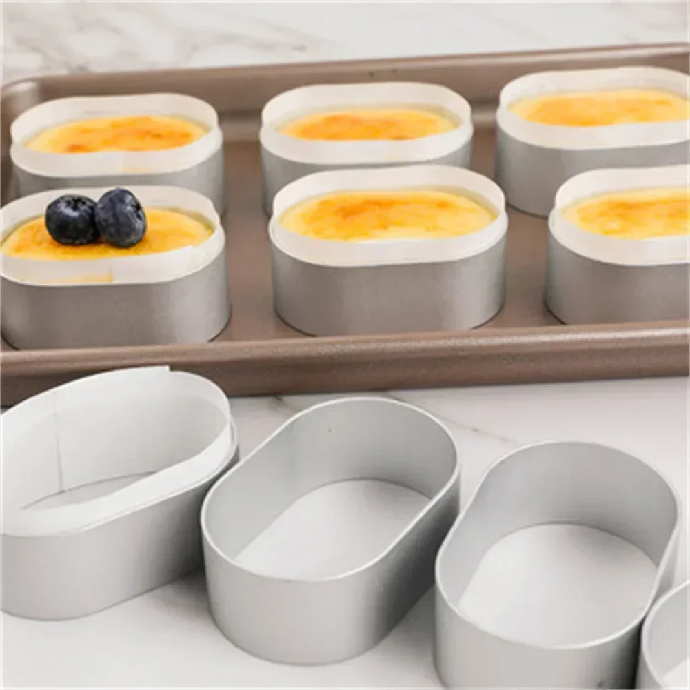 10PCS Baking Mold Mini Aluminium Oval Egg Shape Cheese Cake Rings Half-Cooked Molds Bread Kitchen Baking Tools