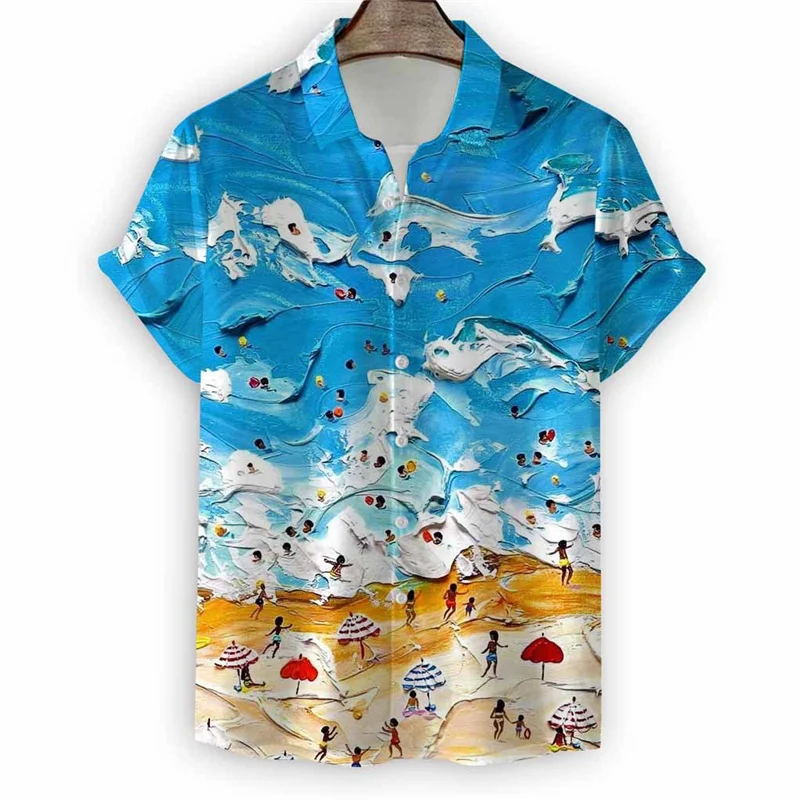 

Summer Vacation Hawaiian Shirt Men Cool 3d Printed Short Sleeves Tees Tops Casual Street Beach Surfing Loose Shirts Male Clothes