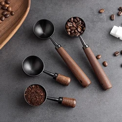 Walnut Handle Coffee Scoops Long and Short Handle Coffee Measuring Scoops Pepper Milk Powder Measuring Cup Kitchen Coffeeware