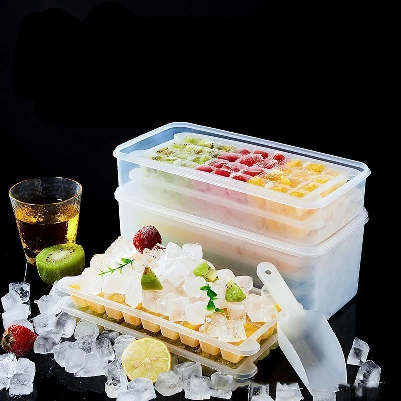 Ice Trays For Freezer Making Ice Cubes Ice Tray Molds Ice Cube Molds  Whiskey Cocktail Ice Cube Tray With Lid And Bin Rotating - AliExpress